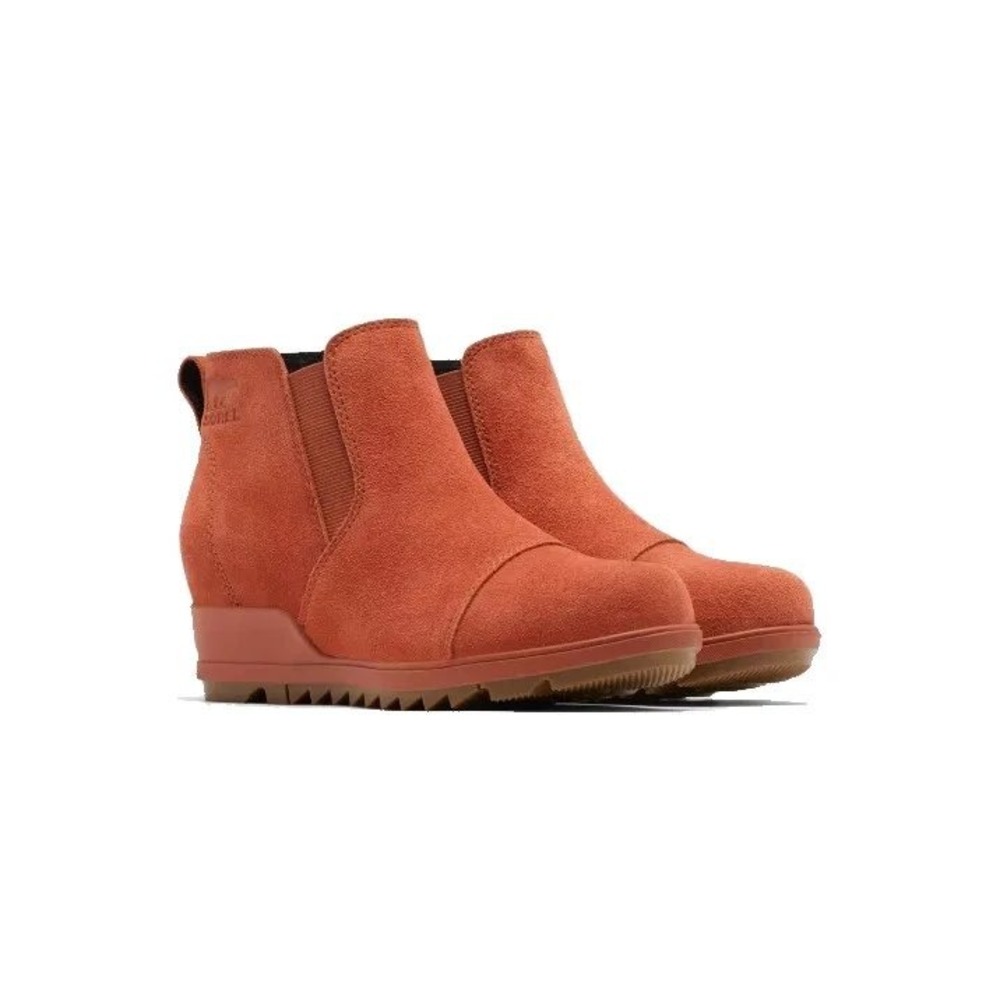 Sorel Joan of Arctic Wedge III Chelsea Boots Orange Suede NL4910-849 Womens 6
